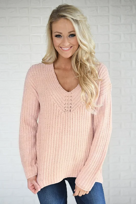 Romantic Flair Hello Beautiful Blush Knit Sweater