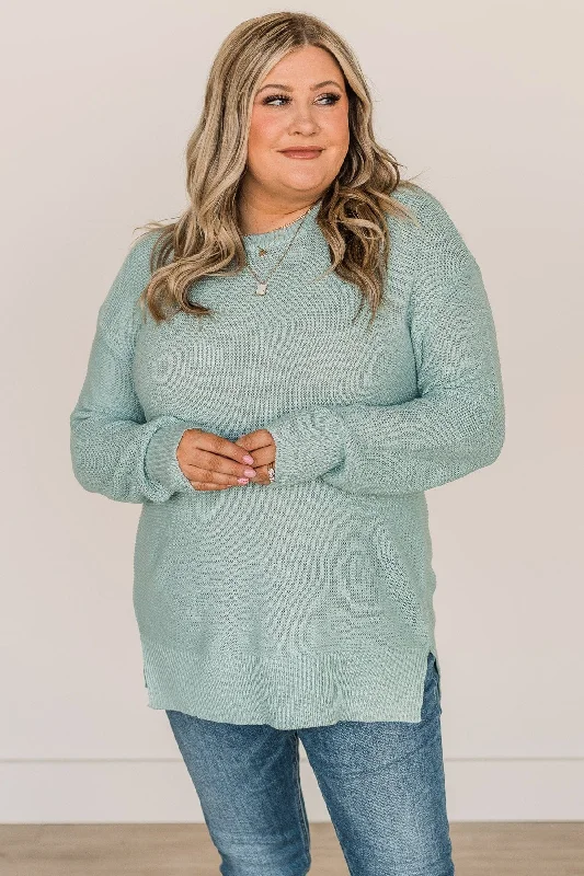 Elegant Contour Be Fashionable Knit Sweater- Light Blue