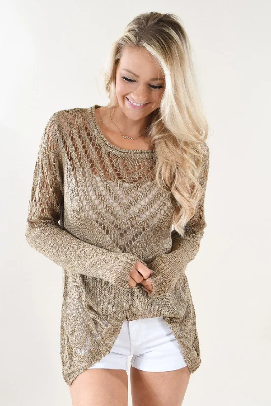 Vintage Elegance Knit Brown Sweater