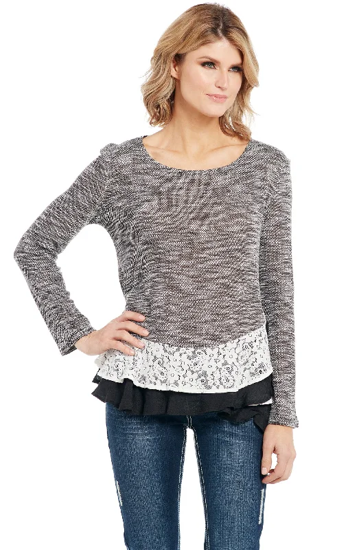 Clearance Event Formal Outfit For Women Cowgirl Up Womens Gray Polyester Laced Trim Sweater