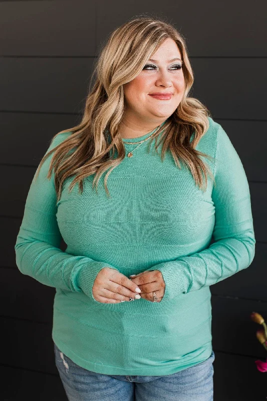 Seasonal Fashion From The Heart Knit Sweater- Mint