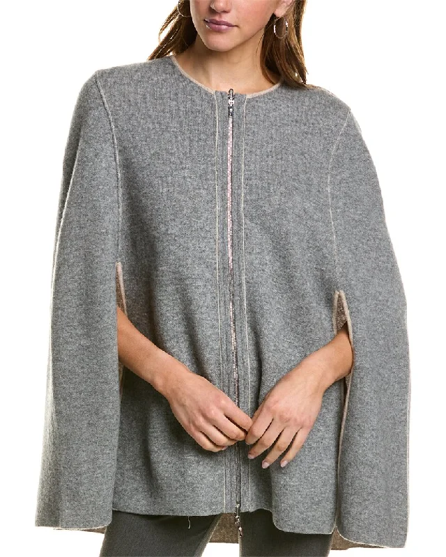Style Breakthroughs InCashmere Zip Front Reversible Cashmere Cape