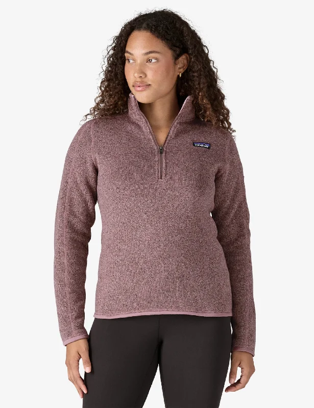 Essentials On Sale Women's Comfortable Lounge Outfit Patagonia Women's 1/4 Zip Better Sweater - Stormy Mauve Essentials On Sale Women's Comfortable Lounge Outfit Patagonia Women's 1/4 Zip Better Sweater - Stormy Mauve