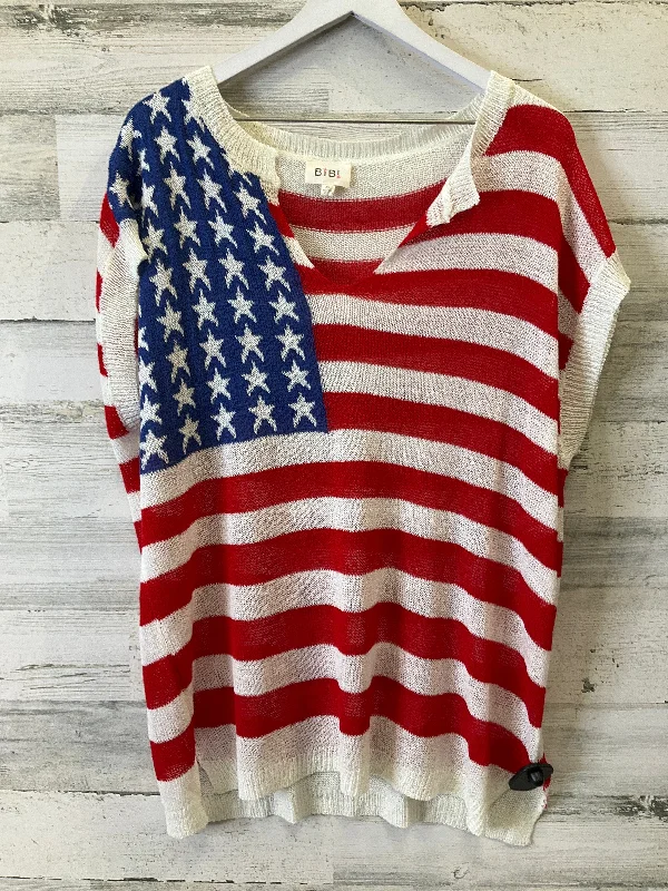 Fashion Sale Blue & Red & White Sweater Short Sleeve Bibi, Size Xl