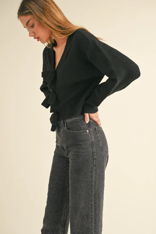 Crazy Price Slashing Affordable Luxury Women's Apparel Back Bow Knit Sweater Top