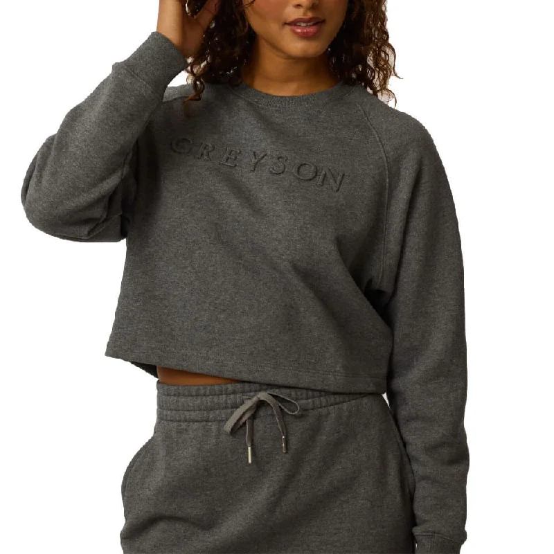 Wardrobe Upgrade Women's Resort Apparel Greyson Aspen Cropped Crewneck Golf Sweater Smoke Heather - FA24 Women Wardrobe Upgrade Women's Resort Apparel Greyson Aspen Cropped Crewneck Golf Sweater Smoke Heather - FA24 Women