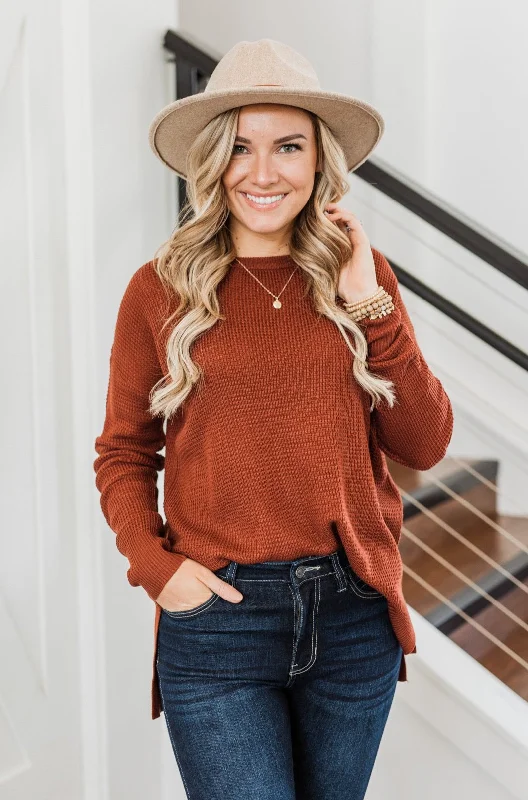 Refined Simplicity Dream About Us Knit Sweater- Copper
