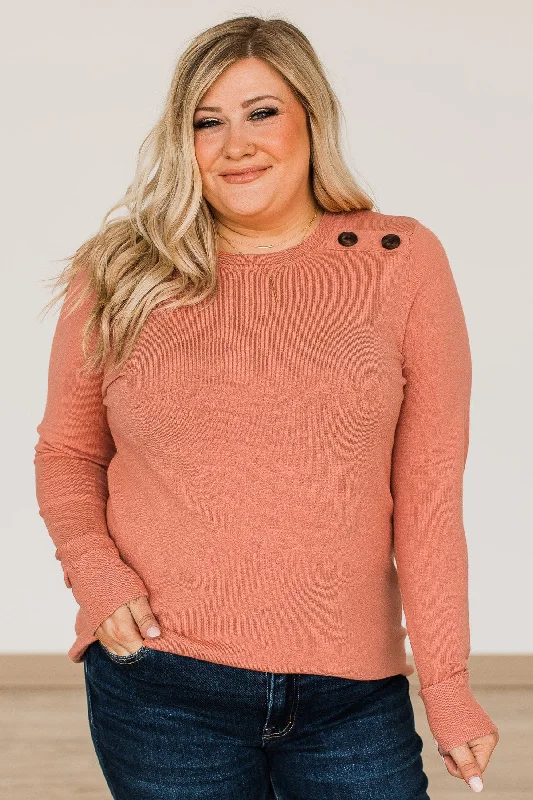 Trendy Fashion for Women Stay Cozy Knit Sweater- Light Rust