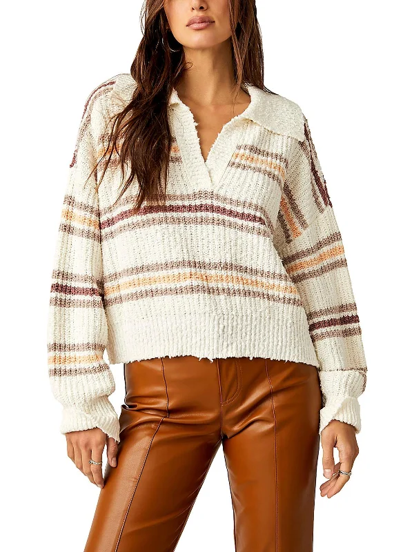 Trendsetting Threads Womens Collared Striped Pullover Sweater