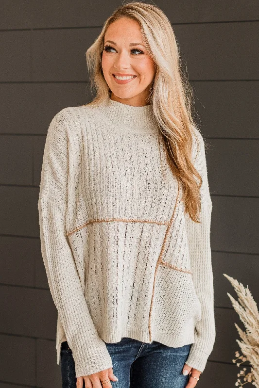 Elegant Attire Instantly Obsessed Knit Sweater- Ivory & Camel