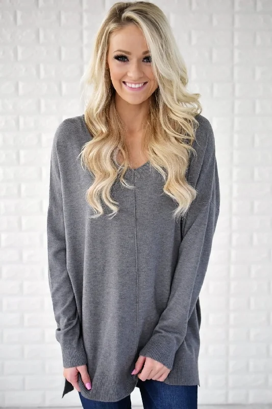 Holiday Glam Hold On To Me Sweater ~ Grey