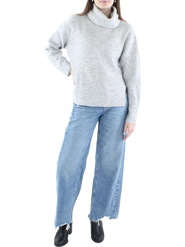 Special Offers, Don't Miss Womens Ribbed Side Slits Turtleneck Sweater