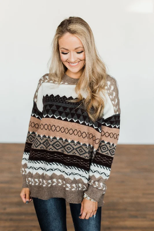 Designer Wear On Sale Faithful Feelings Thick Knit Sweater- Taupe, Charcoal, Ivory