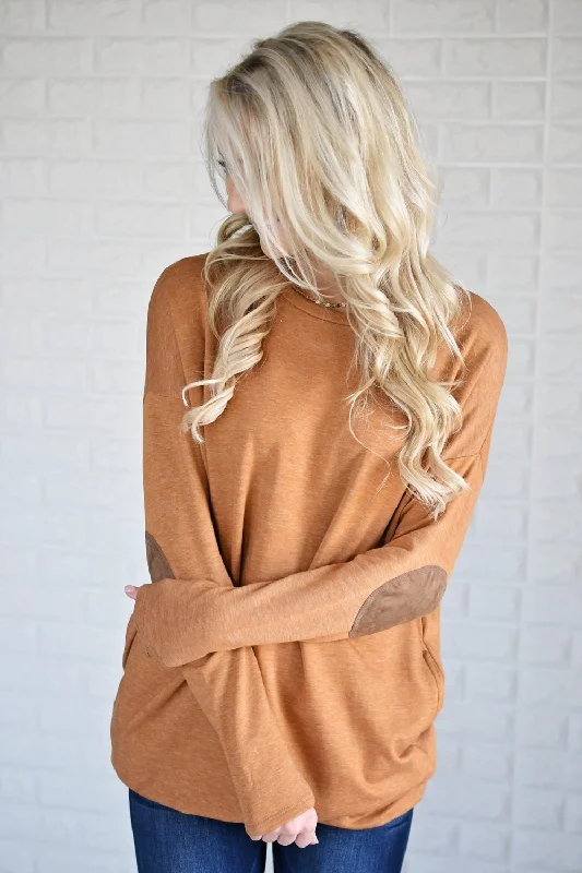 Effortless Comfort Mustard Elbow Patch Sweater