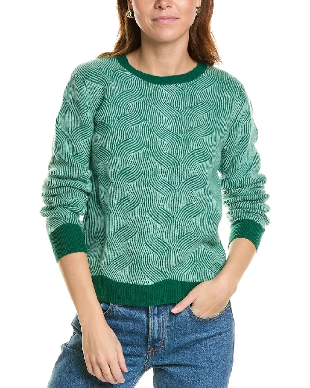 Luxe Women's Apparel sofiacashmere Two-Tone Brioche Cable Cashmere Sweater