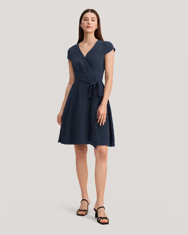 Figure Flattering Silk Wrap Dress