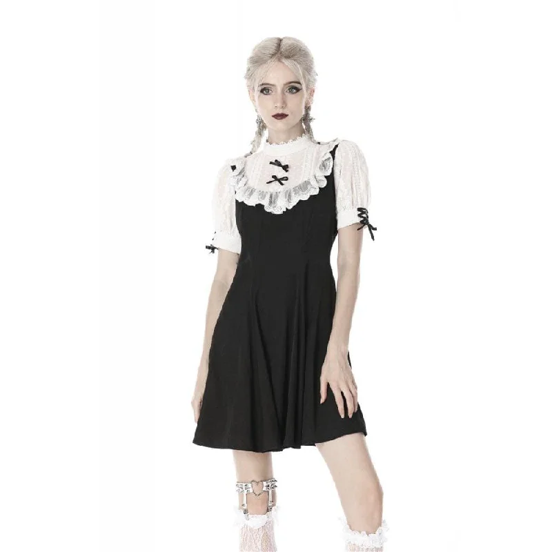 Women's Gothic Stand Collar Lolita Doll Midi Dresses