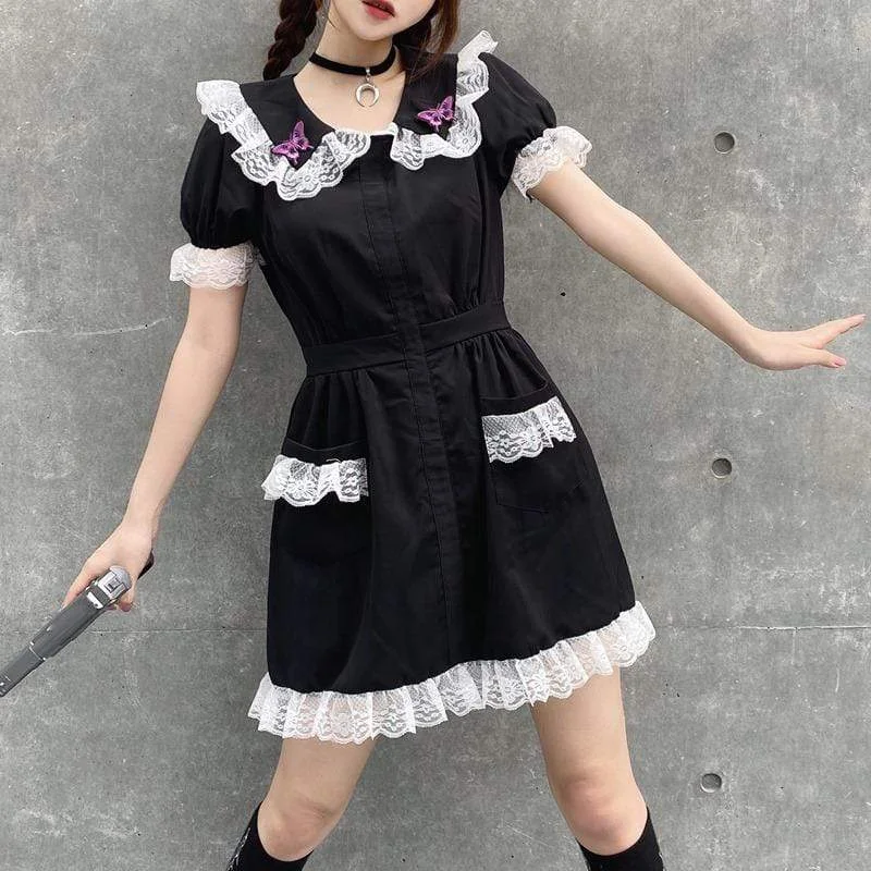 Women's Kawaii Lolita Ruffles Maid Dresses