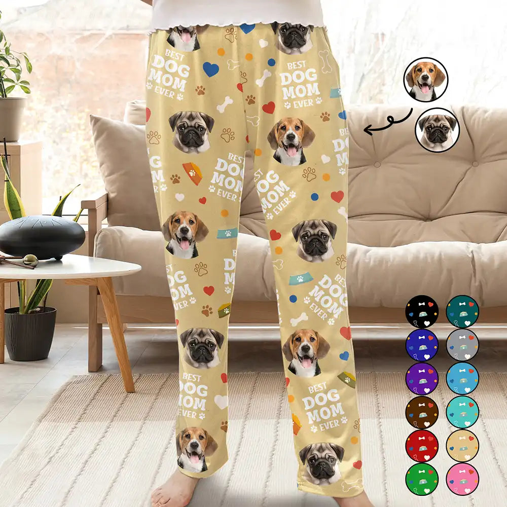 Custom Photo Best Dog Mom Dog Dad - Personalized Pajama Pants