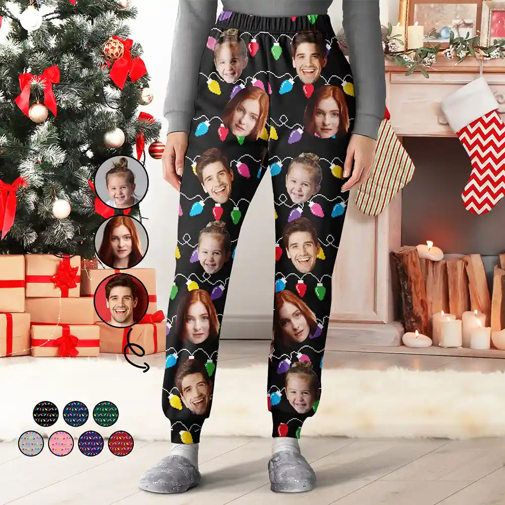 Custom Photo Christmas Family Pet Face - Personalized Pajama Pants