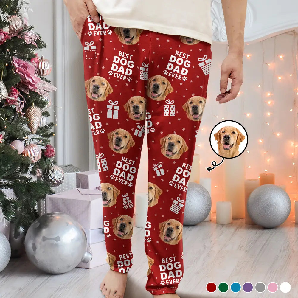 Custom Photo Christmas Gift Best Dog Cat Dad Mom Ever - Personalized Pajama Pants