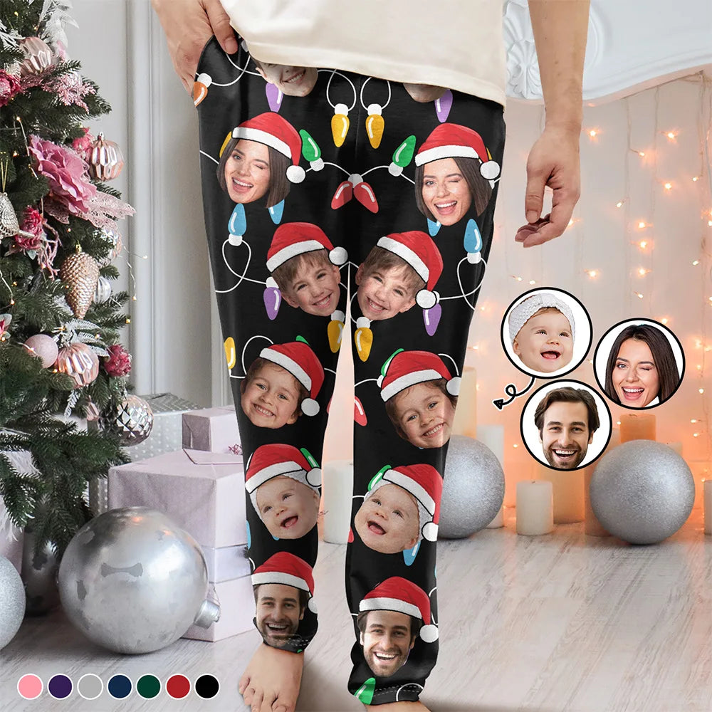 Custom Photo Funny Family Face - Personalized Pajama Pants