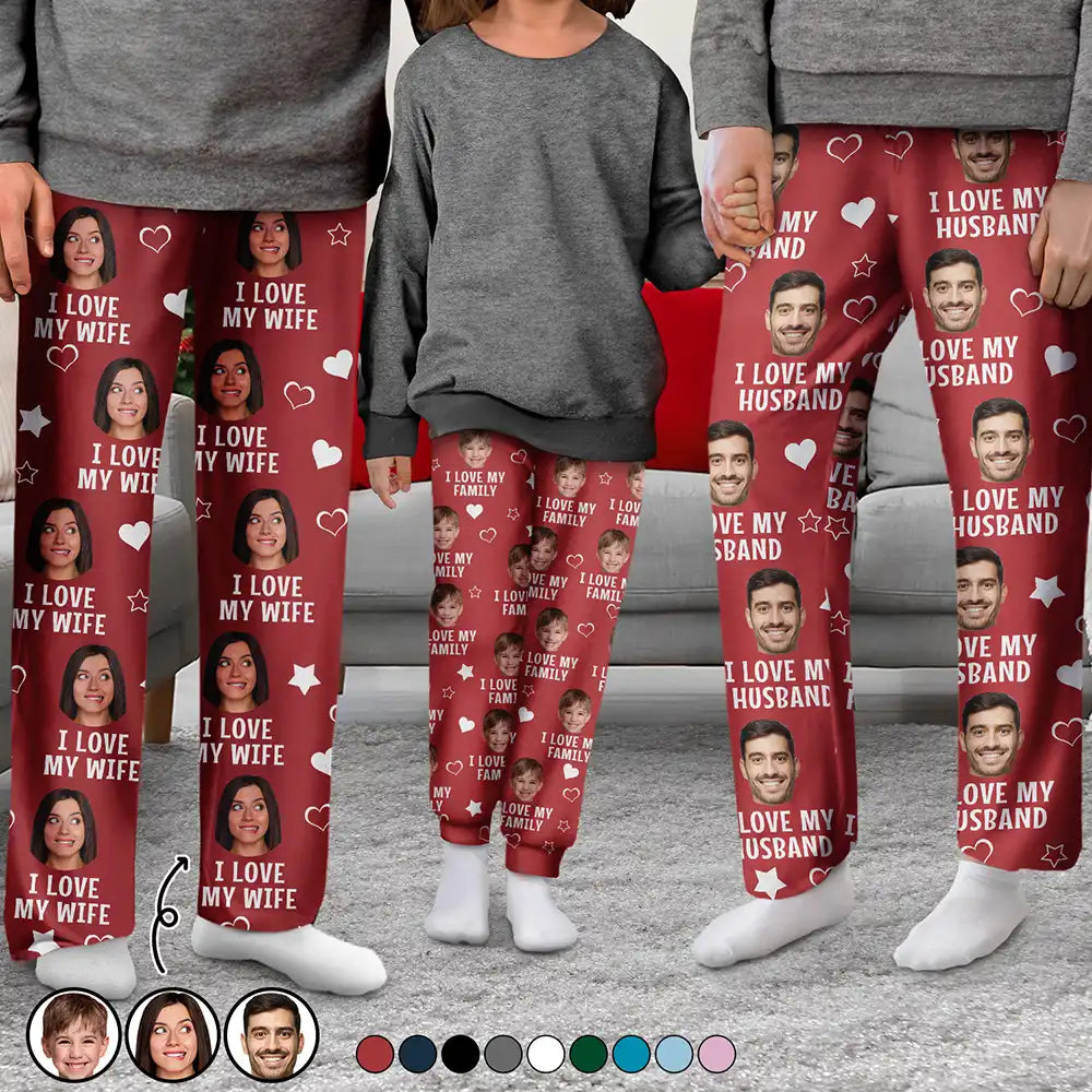 Custom Photo I Love My Family - Personalized Pajama Pants