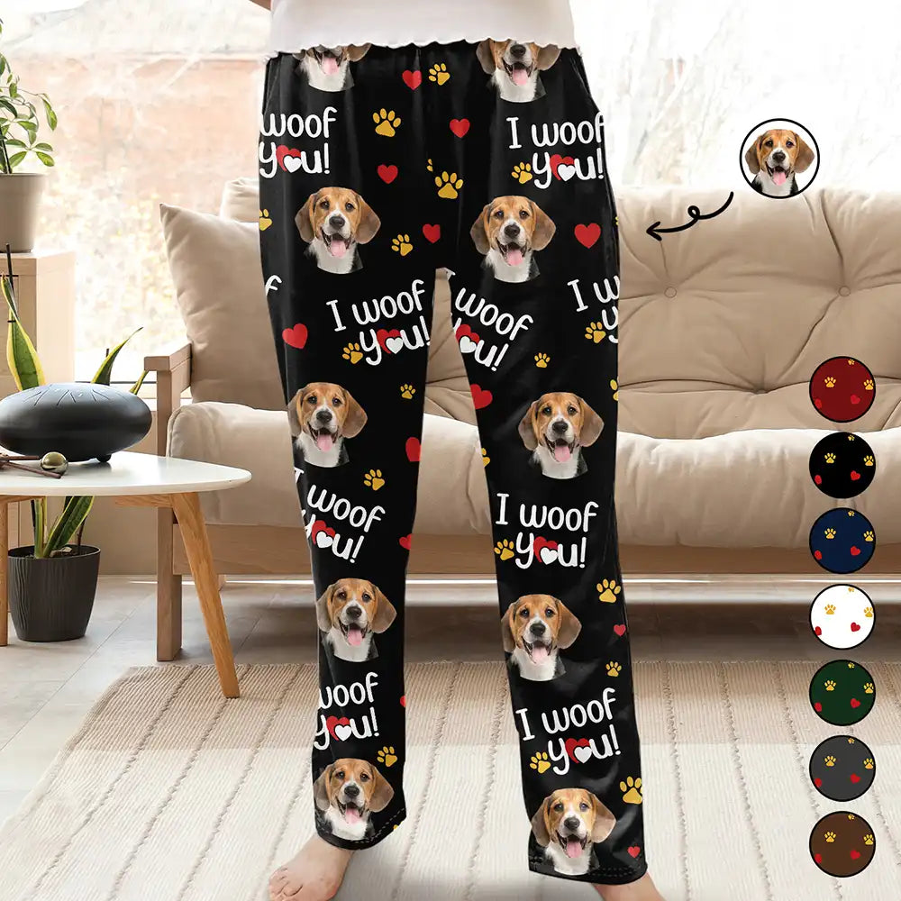 Custom Photo I Woof You I Meow You - Personalized Pajama Pants