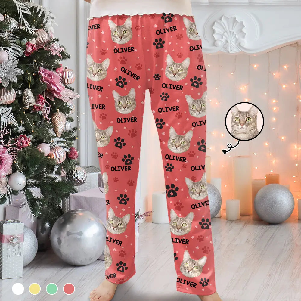 Custom Photo Name Best Cat Mom Dog Pet Lover - Personalized Pajama Pants