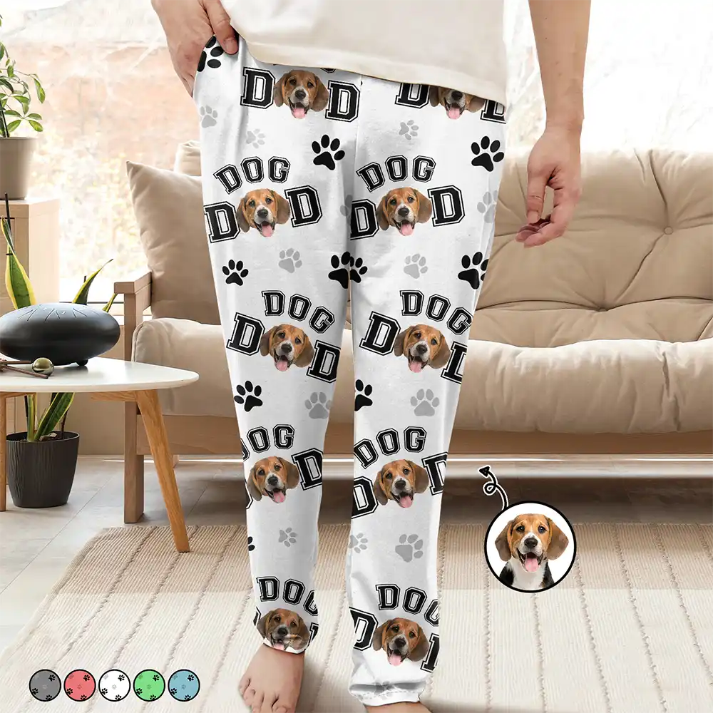 Custom Photo Pet Mom Dad Pawprints Pattern - Personalized Pajama Pants