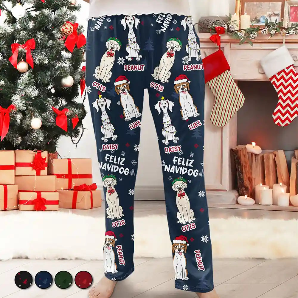 Feliz Navidog Merry Woofmas Funny Cartoon Dogs - Personalized Pajama Pants