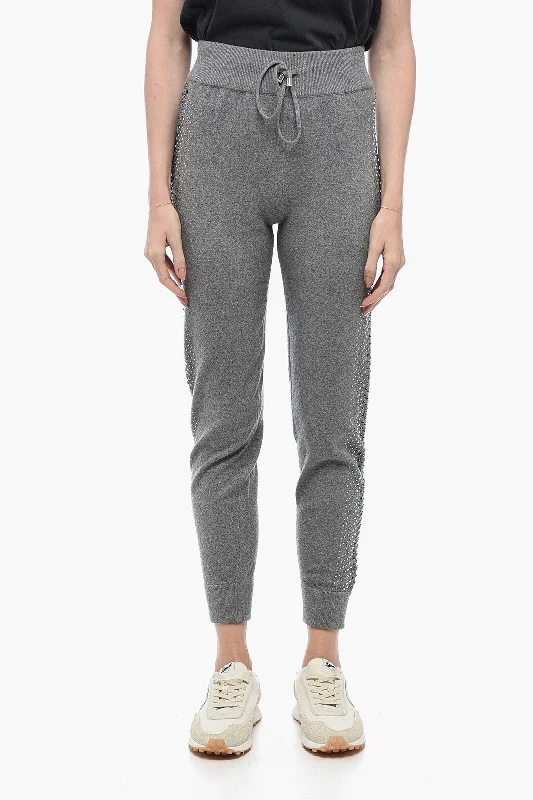 Philipp Plein Knitted KELLY Joggers with Rhinestoned Detail