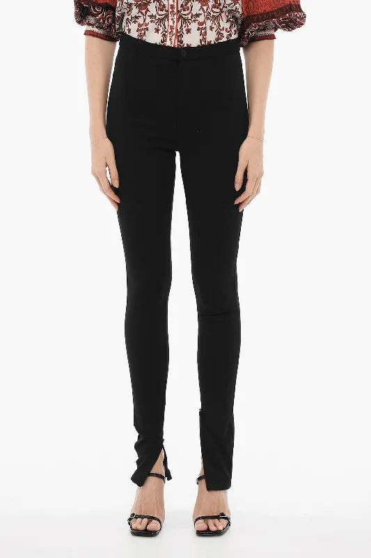 Wardrobe.nyc High-Waisted Stretch Fabric Pants with Ankle Zip