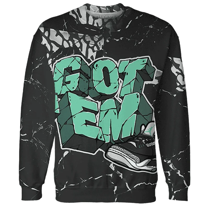 Trendy Unisex Crazy Price Slashing NastyJamz Green Glow 3s Sweatshirt Match Got Em All-Over Print Trendy Unisex Crazy Price Slashing NastyJamz Green Glow 3s Sweatshirt Match Got Em All-Over Print
