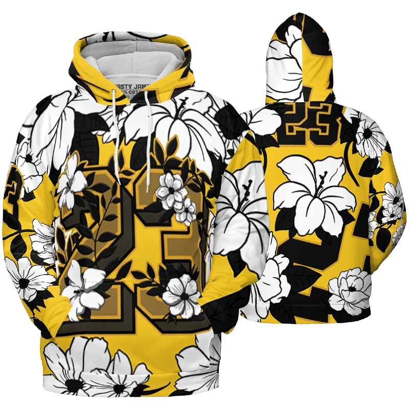 Minimalist Unisex Fashion Must-Haves Trendy Pulse NastyJamz Yellow Ochre 6s Hoodie Match 23 Floral Flowers All-Over Print Minimalist Unisex Fashion Must-Haves Trendy Pulse NastyJamz Yellow Ochre 6s Hoodie Match 23 Floral Flowers All-Over Print