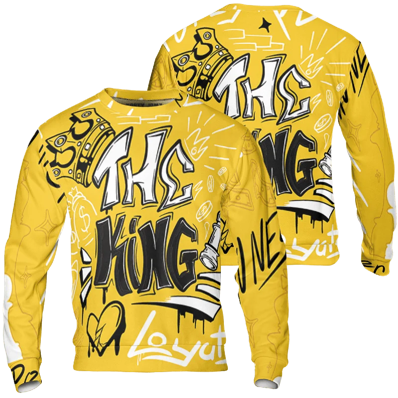Versatile Gender-Free Wardrobe Essentials Urban Style Promotions NastyJamz Yellow Ochre 6s Sweatshirt Match The King Graffiti All-Over Print Versatile Gender-Free Wardrobe Essentials Urban Style Promotions NastyJamz Yellow Ochre 6s Sweatshirt Match The King Graffiti All-Over Print
