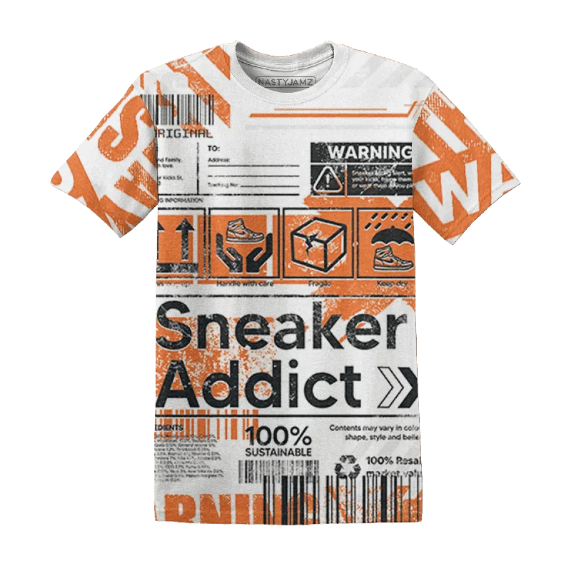 Relaxed-Fit Unisex Fashion For All-Day Comfort NastyJamz AM TW White Orange T-Shirt Match Sneaker Addict Warning All-Over Print Relaxed-Fit Unisex Fashion For All-Day Comfort NastyJamz AM TW White Orange T-Shirt Match Sneaker Addict Warning All-Over Print