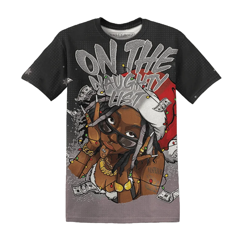 Trendy Unisex Streetwear Fashion Black Violet Ore 3s NastyJamz T-Shirt Match Xmas Naughty List All-Over Print Trendy Unisex Streetwear Fashion Black Violet Ore 3s NastyJamz T-Shirt Match Xmas Naughty List All-Over Print