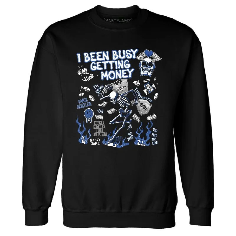 Minimalist Unisex Fashion Must-Haves Low Price Special Blueberry 12s NastyJamz Sweatshirt Match Busy Getting Money Skull