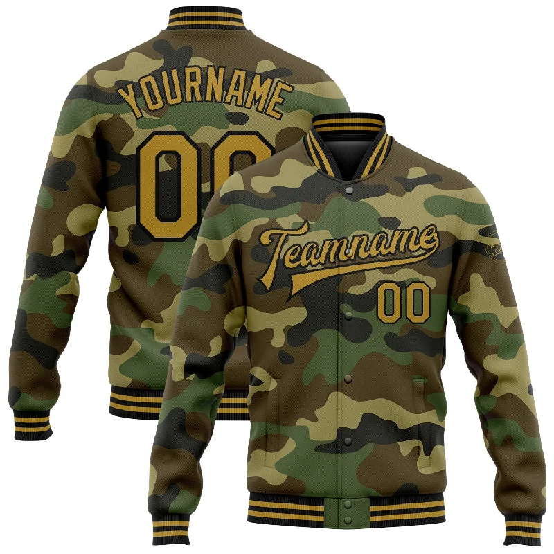 Gender-Neutral Fashion For Everyday Style Unleash Your Style Custom Camo Old Gold-Black Bomber Full-Snap Varsity Letterman Salute To Service Jacket Gender-Neutral Fashion For Everyday Style Unleash Your Style Custom Camo Old Gold-Black Bomber Full-Snap Varsity Letterman Salute To Service Jacket