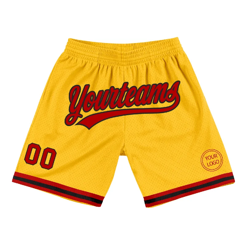 Urban-Inspired Unisex Fashion Trends Chic Style, Always In Vogue Custom Gold Red-Black Authentic Throwback Basketball Shorts Urban-Inspired Unisex Fashion Trends Chic Style, Always In Vogue Custom Gold Red-Black Authentic Throwback Basketball Shorts