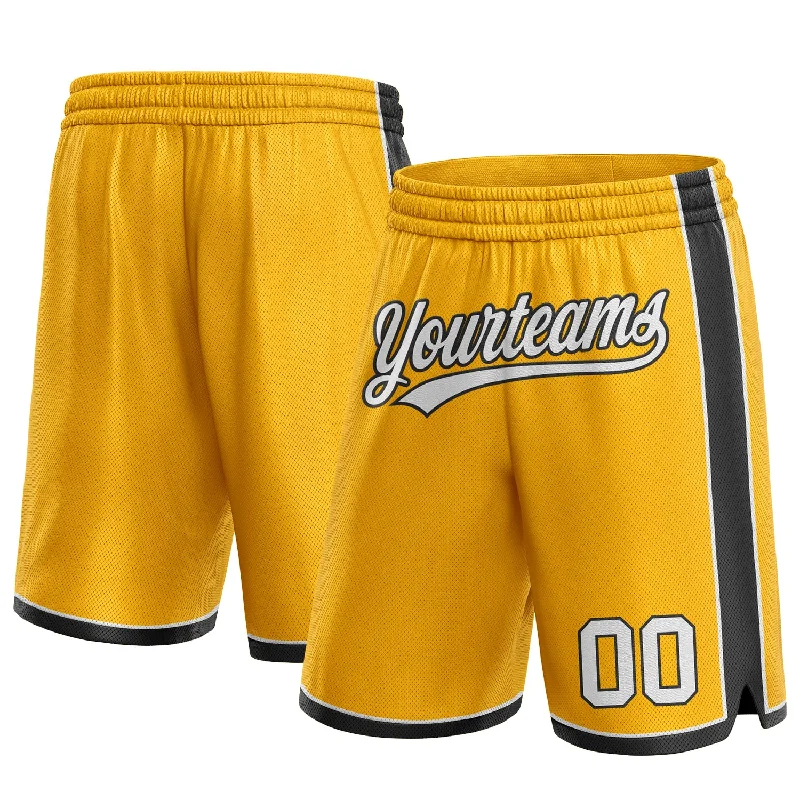 Casual Yet Sophisticated Unisex Fashion Boutique Styles Custom Gold White-Black Authentic Basketball Shorts