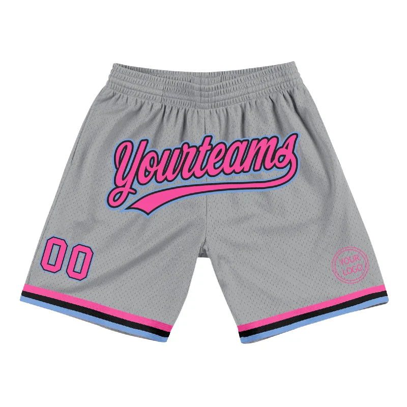 Contemporary Gender-Free Clothing Styles Day-To-Night Styles Custom Gray Pink Black-Light Blue Authentic Throwback Basketball Shorts Contemporary Gender-Free Clothing Styles Day-To-Night Styles Custom Gray Pink Black-Light Blue Authentic Throwback Basketball Shorts