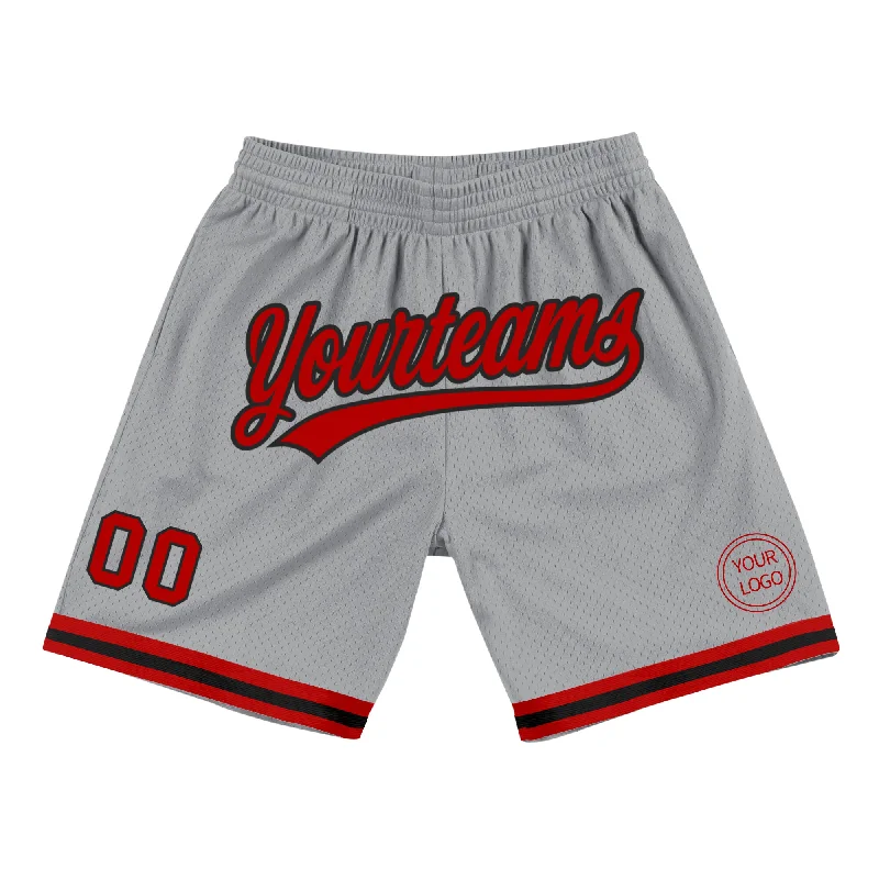 Sustainable Gender-Neutral Apparel Exclusive Sale Custom Gray Red-Black Authentic Throwback Basketball Shorts Sustainable Gender-Neutral Apparel Exclusive Sale Custom Gray Red-Black Authentic Throwback Basketball Shorts