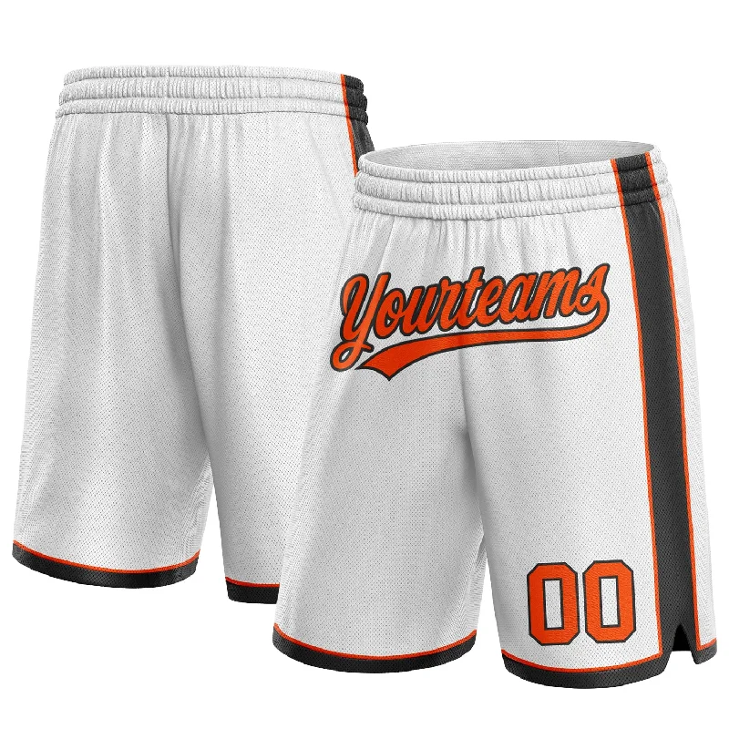 Versatile Gender-Free Wardrobe Essentials The Good Stuff Custom White Orange-Black Authentic Basketball Shorts Versatile Gender-Free Wardrobe Essentials The Good Stuff Custom White Orange-Black Authentic Basketball Shorts