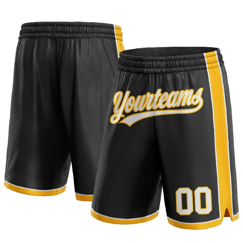 All-Season Unisex Clothing Collection Forward Trendsetter Custom Black White-Gold Authentic Basketball Shorts All-Season Unisex Clothing Collection Forward Trendsetter Custom Black White-Gold Authentic Basketball Shorts