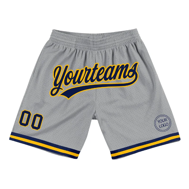 All-Season Unisex Clothing Collection Cool Prices Custom Gray Navy-Gold Authentic Throwback Basketball Shorts All-Season Unisex Clothing Collection Cool Prices Custom Gray Navy-Gold Authentic Throwback Basketball Shorts
