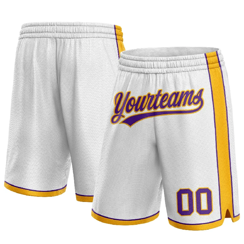 Fashion-Forward Gender-Neutral Outfit Ideas Limited Time Custom White Purple-Gold Authentic Basketball Shorts Fashion-Forward Gender-Neutral Outfit Ideas Limited Time Custom White Purple-Gold Authentic Basketball Shorts