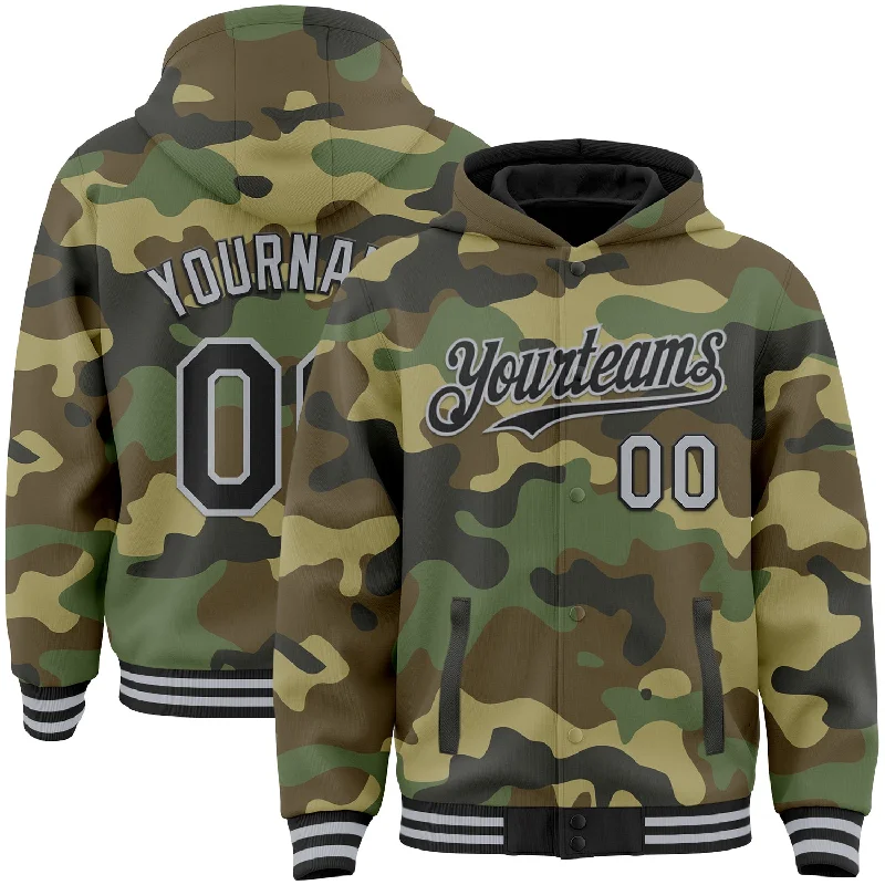 Everyday Wear For Men And Women Trendy Street Style Custom Camo Black-Gray Bomber Full-Snap Varsity Letterman Salute To Service Hoodie Jacket Everyday Wear For Men And Women Trendy Street Style Custom Camo Black-Gray Bomber Full-Snap Varsity Letterman Salute To Service Hoodie Jacket