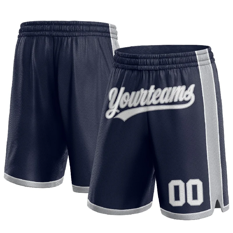Effortless And Modern Unisex Dressing New Season Fashion Preview Sale Custom Navy White-Gray Authentic Basketball Shorts Effortless And Modern Unisex Dressing New Season Fashion Preview Sale Custom Navy White-Gray Authentic Basketball Shorts